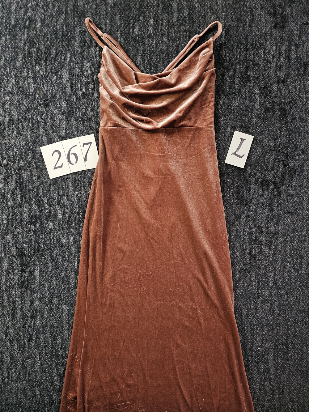 Shein Maxi Dress in Rust Brown - Women's Velvet Cowl Neck